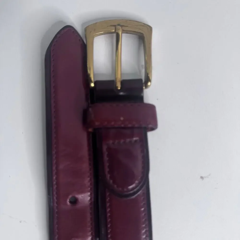Vtg Cole Haan Belt Genuine Leather Mens Size 34 Brass USA Brown